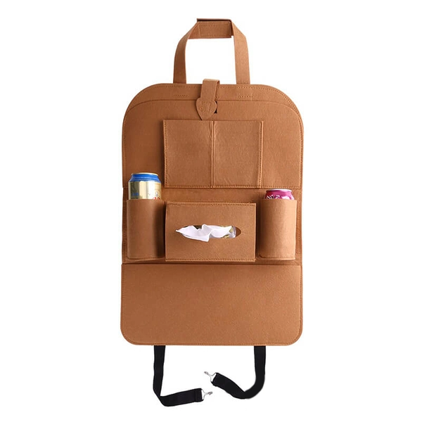 Коричневый органайзер на спинку сиденья